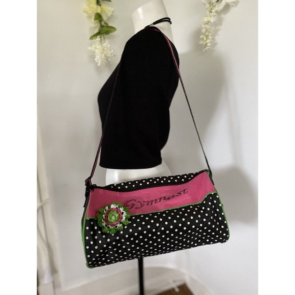 Gymnastics Bag Gymnast Duffle‎ Overnight Tote Adjust Handle Zip Polka Dot Flower - Picture 2 of 12